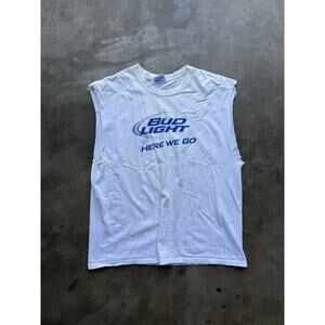 Vintage Bud Light Cut Off T-Shirt Men's Sleeveless Beer Advertising USA Tank Top